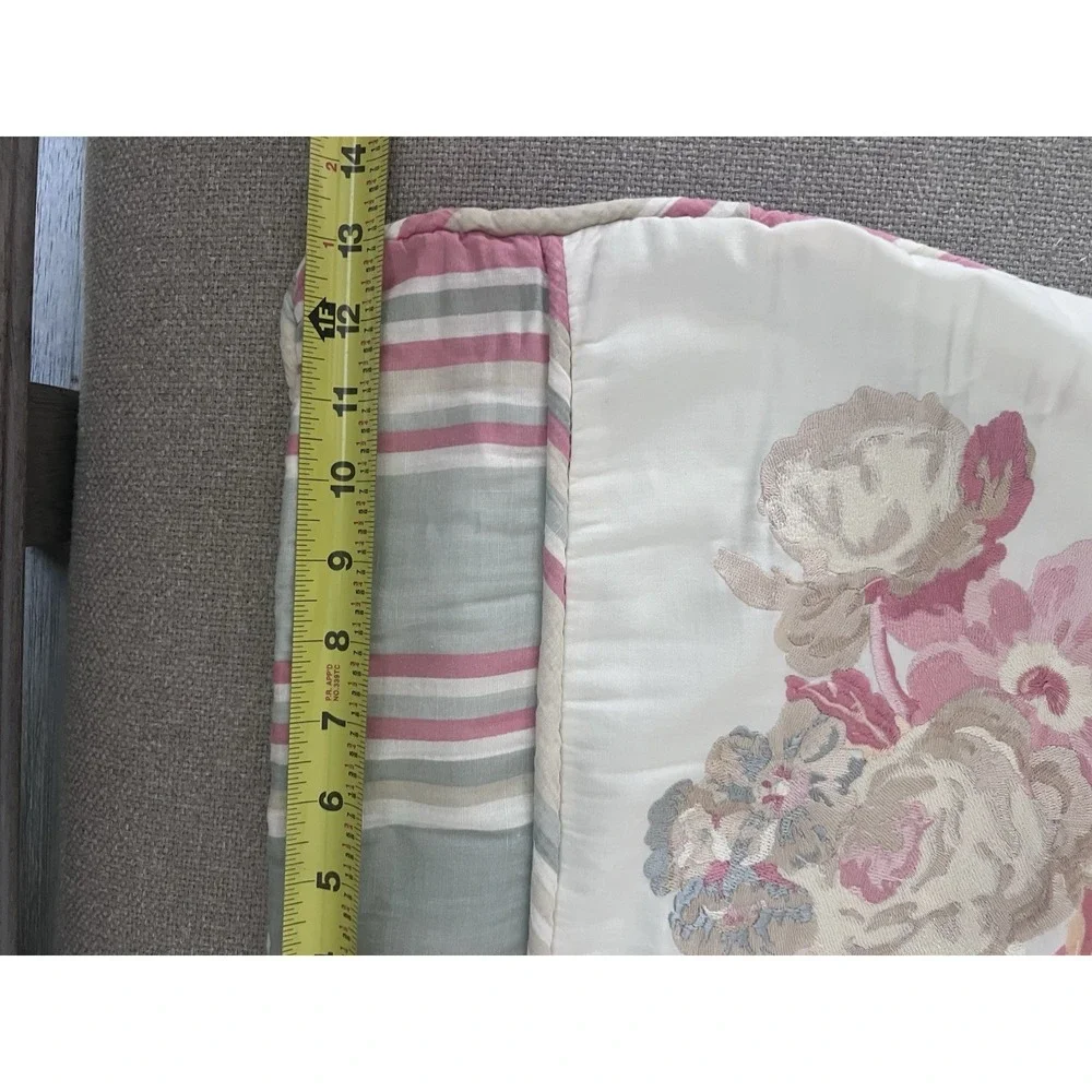 Waverly Spring Bling Farmhouse Floral Embroidered  Pillow Cover Accent Stripe